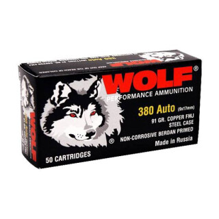 Wolf Performance .380 ACP Ammunition 1000 Rounds FMJ 94 Grain