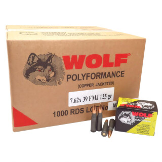 Wolf Performance 7.62x39 Ammunition 1000 Rounds Steel Case FMJ 125 Grains