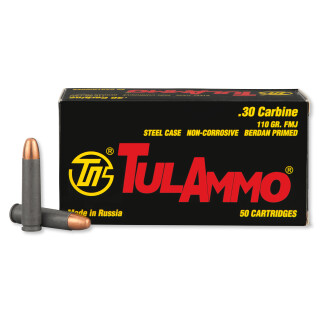 50 Rounds of TulAmmo .30 Carbine Ammunition FMJ 110 Grains TA301110