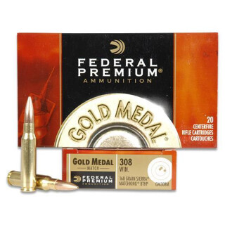 Federal Gold Medal Match .308 Winchester Ammunition 20 Rounds MatchKing BTHP 168 Grain