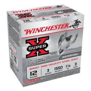 Winchester Xpert Hi-Velocity Steel 12 Gauge Shotshell 25 Rounds 3" #3 Steel Shot 1-1/8 Ounce 1550fps