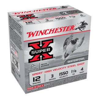 Winchester 12 Gauge Shotshell 25 Rounds 3" #4 Steel Shot 1 1/8 oz.