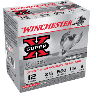 Winchester 12 Gauge Shotshell 25 Rounds 2 3/4" #3 Steel Shot 1 1/16 oz.