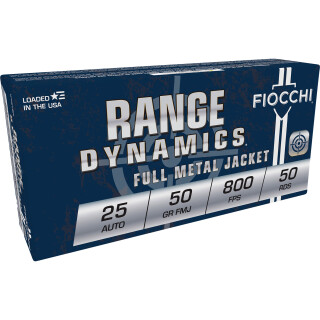 Fiocchi Shooting Dynamics .25 ACP Ammunition 50 Rounds FMJ 50 Grain