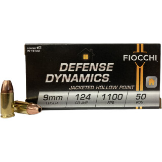 Fiocchi Shooting Dynamics 9mm Luger Ammunition 50 Rounds JHP 124 Grain