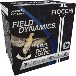 Fiocchi 20 Gauge Shotshell 25 Rounds 2 3/4" #7 Steel Shot 7/8 oz.
