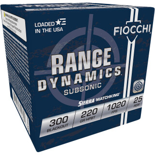 Fiocchi .300 AAC Blackout Ammunition 25 Rounds MatchKing HPBT 220 Grain