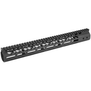 Guntec 15" Ultra Lightweight Thin M-LOK Free Floating Handguard with Monolithic Top Rail LR-308 DPMS Low Profile 13.7 oz. Aluminum Body Steel Barrel Nut Black