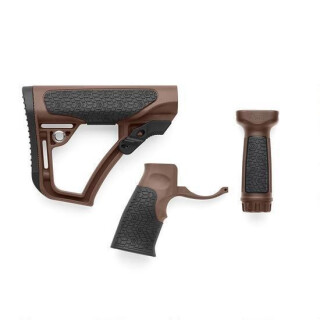 Daniel Defense AR-15 Furniture Kit Buttstock/Pistol Grip/Picatinny Vertical Foregrip Combo Mil-Spec Diameter Compatible Polymer Mil Spec+(Brown) Finish