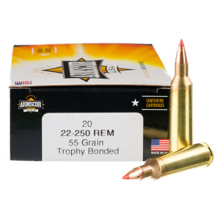 Armscor USA .22-250 Remington Ammunition 20 Rounds Trophy Bonded Tip 55 Grain