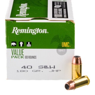 Remington UMC .40 S&W Ammunition 100 Rounds JHP 180 Grain