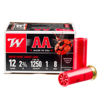 Winchester AA Sporting Clays 12 Gauge Ammunition 25 Rounds 2-3/4" #8 Lead 1 oz.