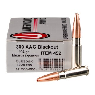Underwood Ammo .300 Blackout Ammunition 20 Rounds Maximum Expansion 194 Gr Lead Free
