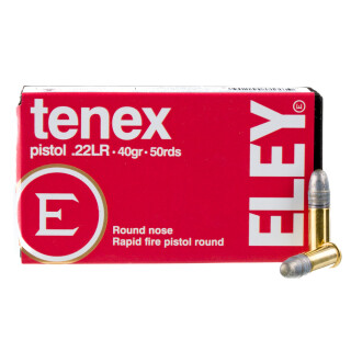 ELEY Tenex Pistol .22 Long Rifle Ammunition 50 Rounds LRN 40 Grain