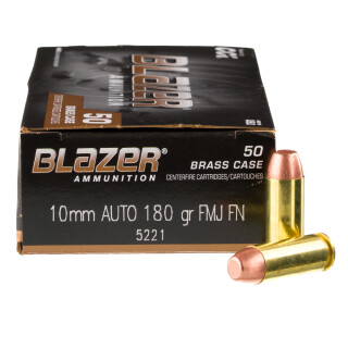 Blazer Brass 10mm Auto Ammunition 50 Rounds FMJ 180 Grain