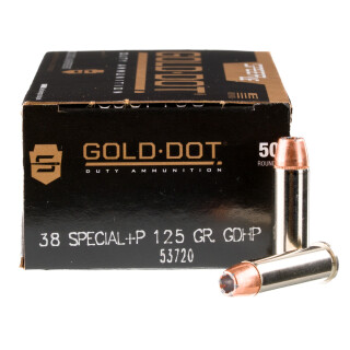 Speer LE Gold Dot .38 Special +P Ammunition 50 Rounds GDHP 125 Grain