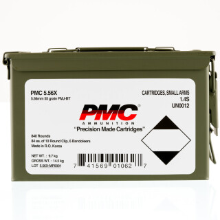 PMC 5.56 NATO Ammunition 840 Rounds FMJBT 55 Grain in Ammo Can