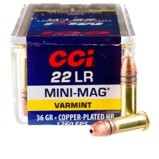 CCI Mini-Mag .22 Long Rifle Ammunition 100 Rounds Plated HP 36 Grain