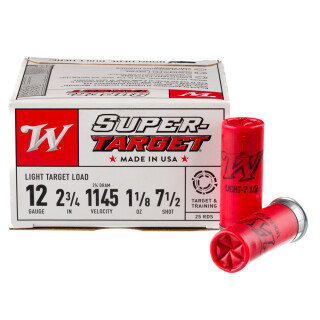Winchester Super Target 12 Gauge Shotshell 2-3/4" #7-1/2 1-1/8 oz. 250 Round Case