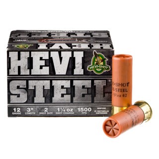 Hevi-Steel 12 Gauge Shotshell 25 Rounds 3" #2 Steel Shot 1-1/4 Ounce