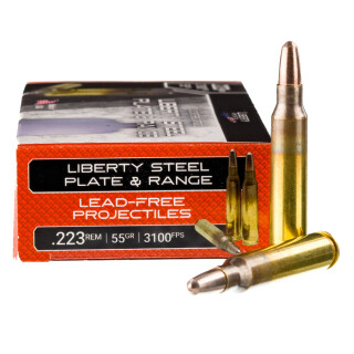 Liberty Steel Plate & Range .223 Remington Ammunition 20 Rounds Frangible FMJ 55 Grain