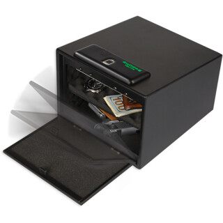 Bulldog Biometric Fingerprint Pistol Vault Magnum with Shelf Black