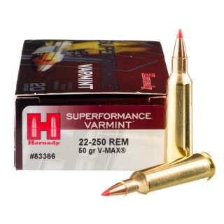 Hornady Superformance .22-250 Remington Ammunition 20 Rounds V-MAX 50 Grain