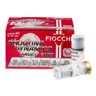Fiocchi Shooting Dynamics Target 12 Gauge Ammunition 25 Rounds 2-3/4" #8 Lead