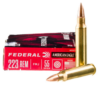 Federal American Eagle .223 Remington Ammunition 20 Rounds FMJ-BT 55 Grain