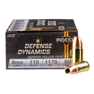Fiocchi Defense Dynamics 9mm Luger Ammunition 50 Rounds JHP 115 Grain