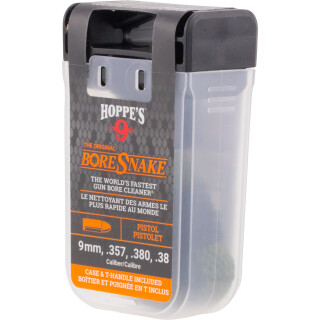 Hoppe's No. 9 Boresnake Snake Den 9mm/.380/.38/.357 Caliber Pistol Length Pull Thru Bore Cleaning Rope with Bronze Brush and Carry Case with Pull Handle Lid