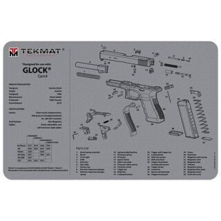 TekMat Grey Gun Cleaning Mat Neoprene For Glock Gen 4