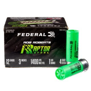 Federal Rob Roberts Raptor Steel 12 Gauge Shotshell 25 Rounds 3" #4 Steel Shot 1-3/8 Ounce