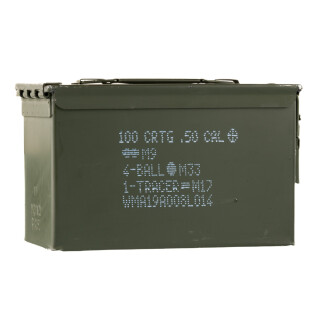 Original Military Steel Ammo Can .50 Caliber  12 x 7.5 x 6" Lever-Lock Lid in Excellent Condition