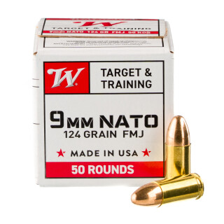 Winchester USA 9mm NATO Ammunition 1000 Rounds FMJ 124 Grains