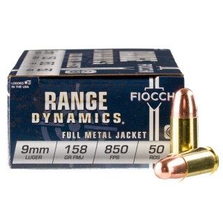 FIOCCHI 9mm Luger Ammunition 50 Rounds Subsonic FMJ 158 Grains 9APE