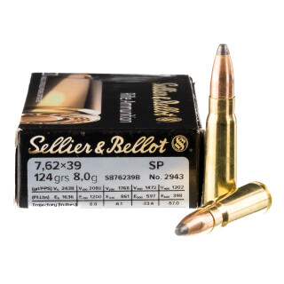 Sellier & Bellot 7.62x39 Ammunition 600 Rounds JSP 124 Grain