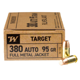 Winchester Service Grade .380 ACP Ammunition 50 Rounds 95 Grain Full Metal Jacket