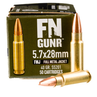 FN GUNR 5.7x28 Ammunition 50 Rounds SS201 FMJ 40 Grain