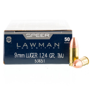 Speer Lawman 9mm Luger Ammunition 50 Rounds FMJ 124 Grain