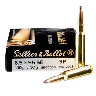 Sellier & Bellot 6.5x55 Swedish Ammunition 20 Rounds FMJ 140 Grain