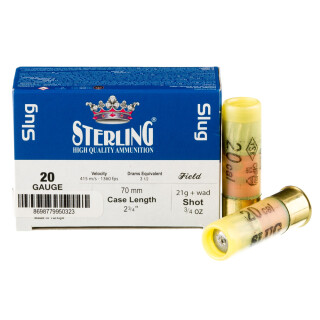 Sterling 20 Gauge Ammunition 10 Rounds 2-3/4" Rifled Slug 3/4 oz
