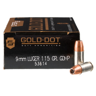 Speer LE Gold Dot 9mm Luger Ammunition 50 Rounds GDHP 115 Grain