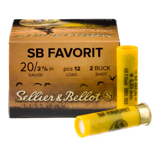 Sellier & Bellot Favorit 20 Gauge Shotshell 25 Rounds 2 3/4" #2 Buck 1 Ounce SB20BSA
