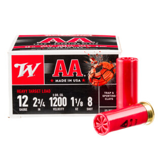 Winchester AA Heavy 12 Gauge Ammunition 250 Rounds 2.75" #8 Lead 1.125 oz