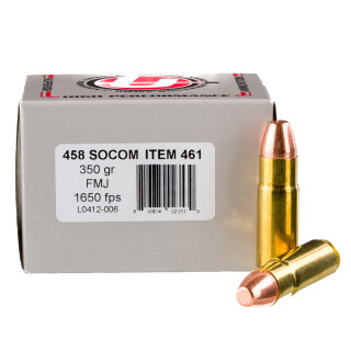 Underwood .458 SOCOM Ammunition 20 Rounds FMJ FN 350 Grains