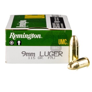 Ammo 9mm Remington UMC Metal Case 115 Grain 500 Round Box 1145 fps L9MM3