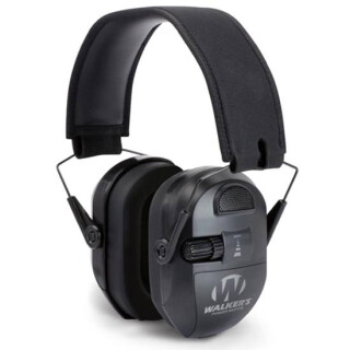 Walker's Game Ear Ultimate Power Electronic Folding Earmuffs -27dB NRR Padded Headband Soft PVC Earpads Matte Black Finish GWP-XPMB
