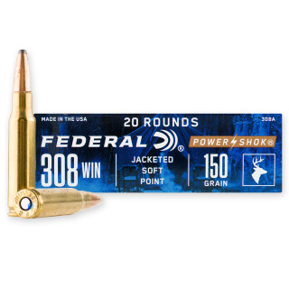 Federal Power-Shok .308 Winchester Ammunition 200 Rounds JSP 150 Grains