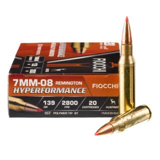 FIOCCHI 7mm-08 Remington Ammunition 200 Rounds Hornady SST 139 Grains